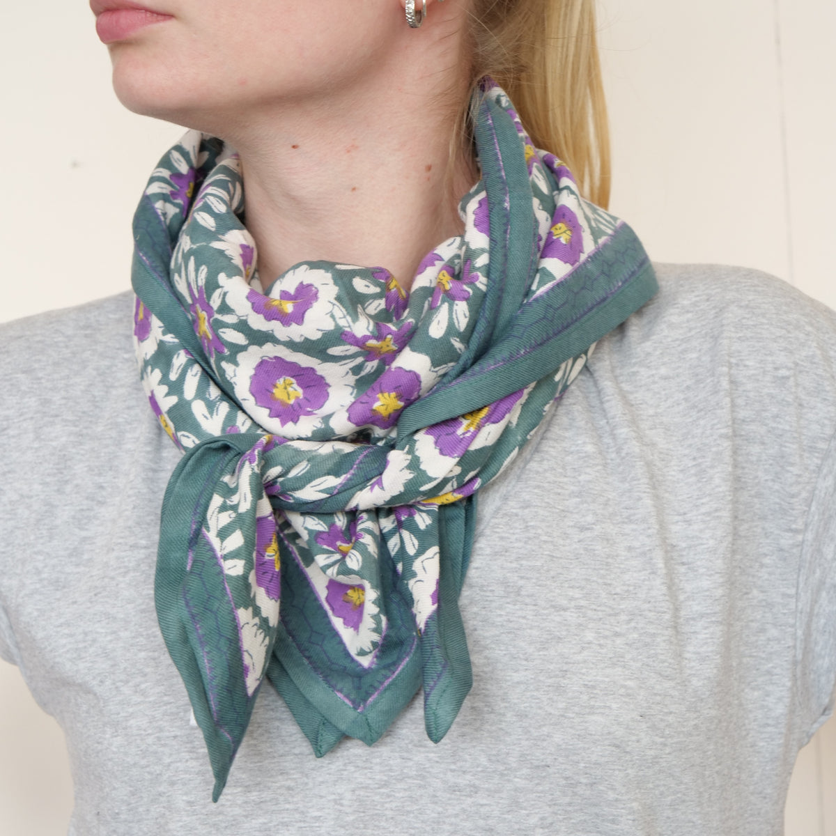 Grand Foulard Indien Margote Vert Sapin - Bonheur du Jour