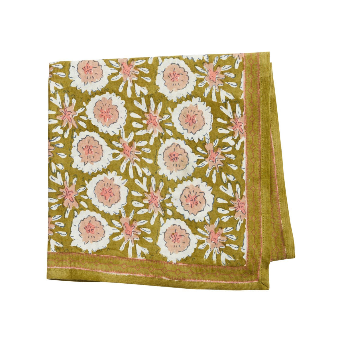 Petit Foulard Indien Margote Olive - Bonheur du Jour