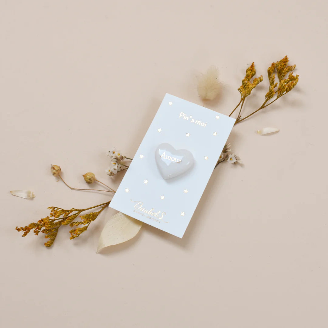 Pin's en Porcelaine Coeur Blanc Amour - Baubels